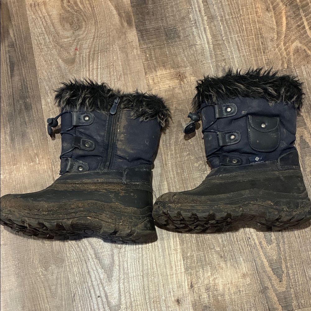 Dream Pairs Kids Blue Faux-Fur Cuffed Winter Boots